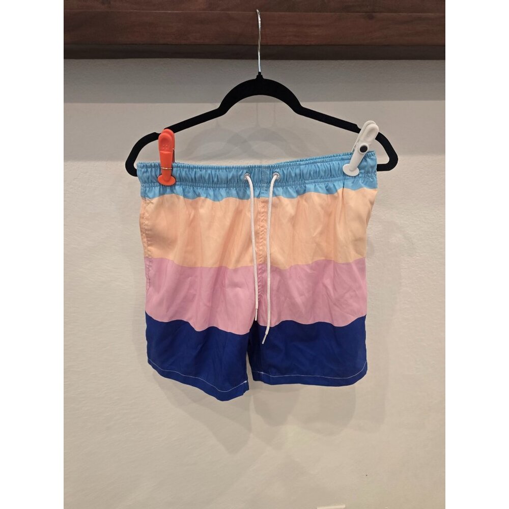 Boardies Mens Color Block Swim Shorts Medium Blue Pink Peach